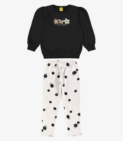 Conjunto Moletom Blusão Com Calça Rovi Kids Preto