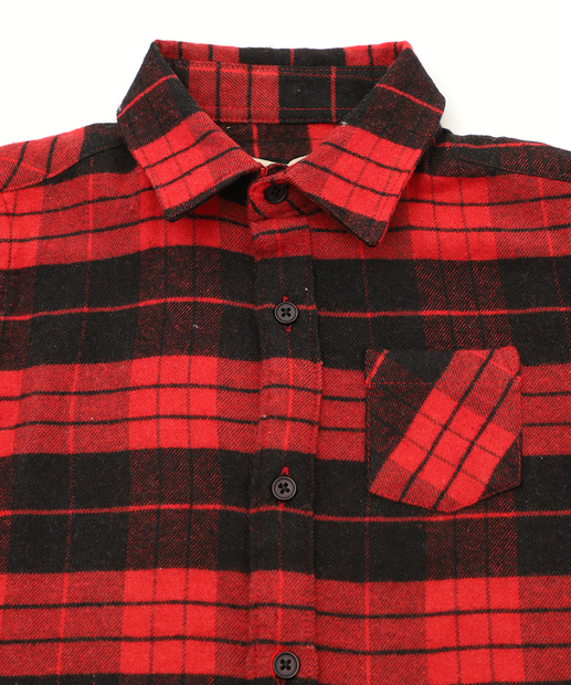 Camisa Infantil Xadrez Flanelada Marisa Tam 1 a 3 Vermelha