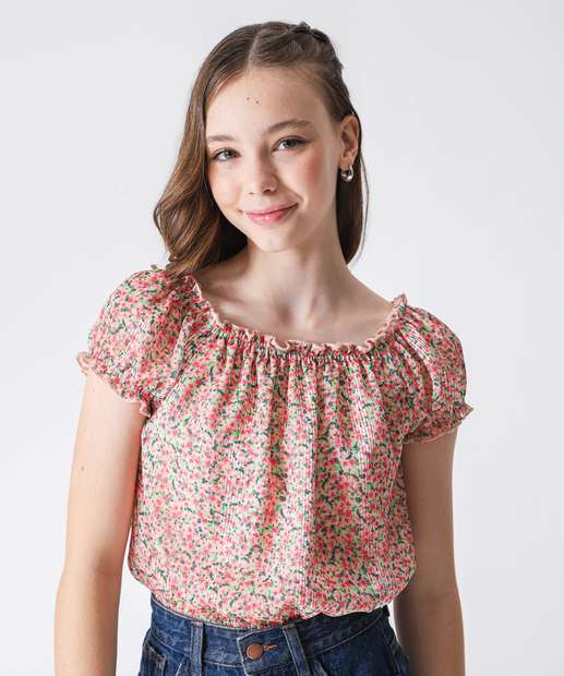 Image_Blusa Juvenil Cropped Ciganinha Floral Marisa Tam 10 a 16 Rosa