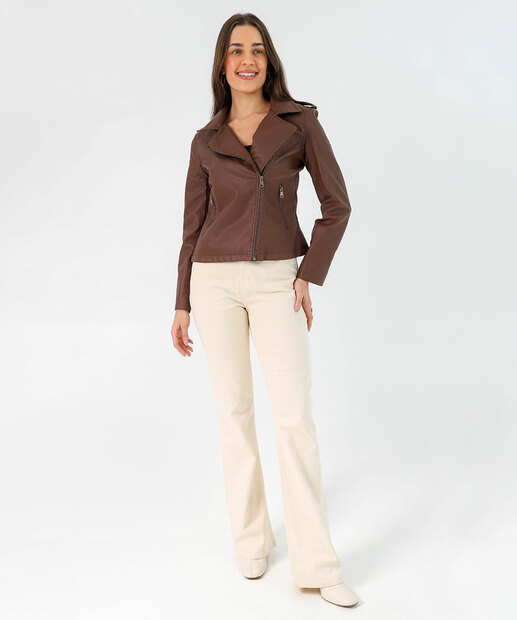 Jaqueta Feminina Biker PU Marisa Marrom