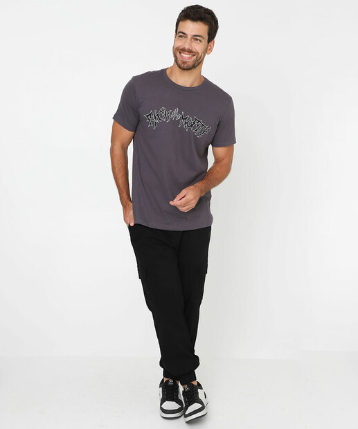 Image_Calça Masculina Sarja Jogger Cargo Marisa Preto