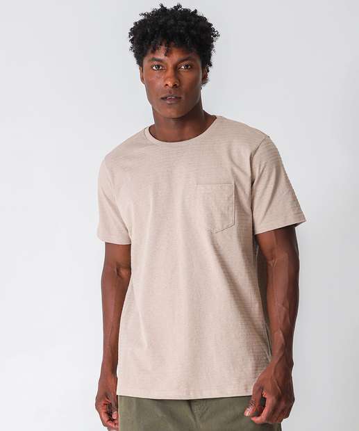 Camiseta Masculina Bolso Textura Manga Curta MR