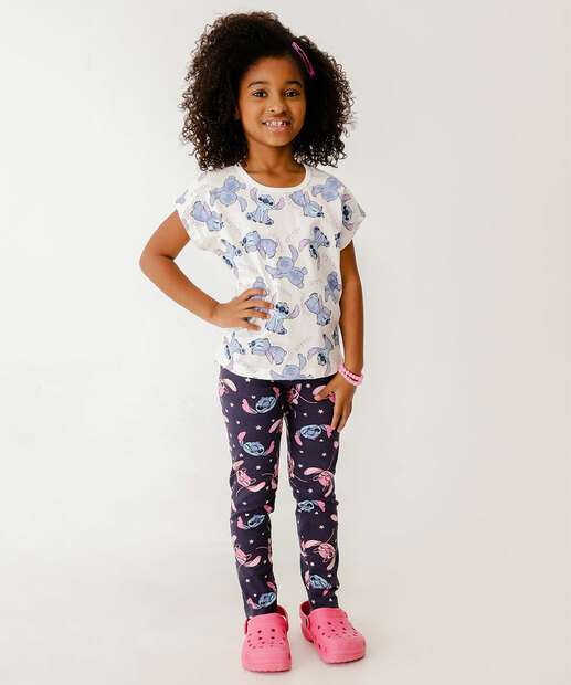 Camiseta Infantil Estampa Stitch Disney Tam 4 a 10
