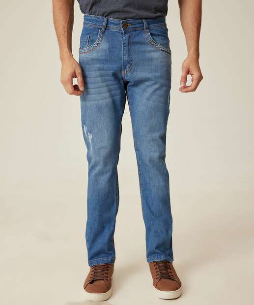 Calça Masculina Jeans Slim Puídos