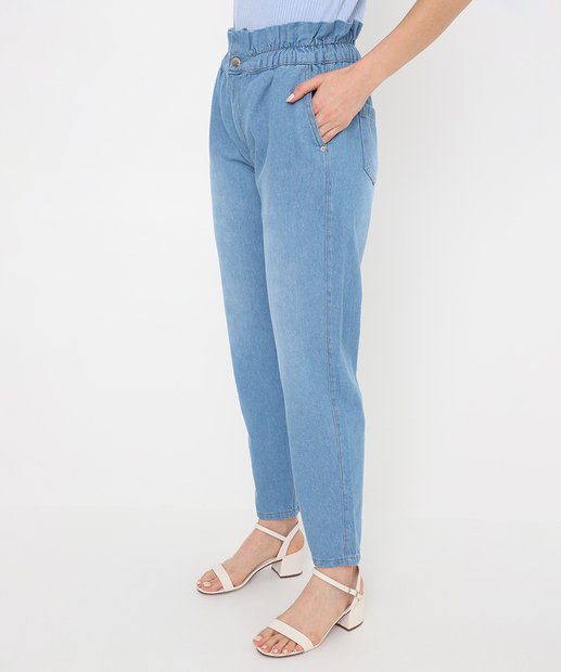 Calça Jeans Feminina Clochard Bolsos Azul