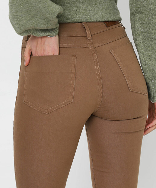 Calça Feminina Sarja Skinny Sawary Marrom