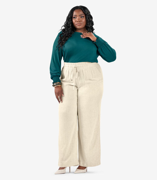 Blusa Manga Longa Lastex Plus Size Secret Glam Verde