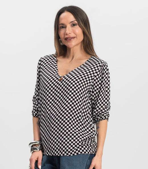 Blusa Manga Curta Infinita Cor Branco