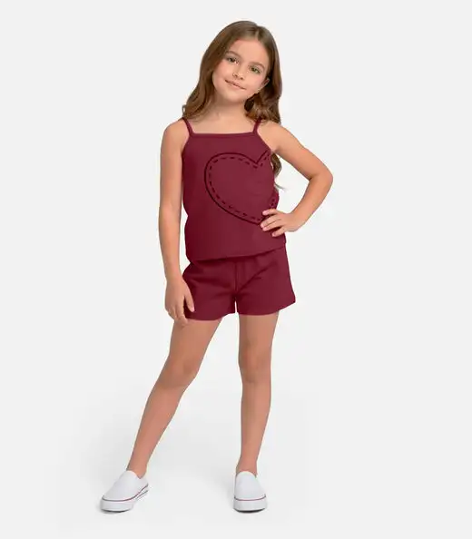 Conjunto Infantil Blusa e Shorts Feminino Select Vermelho