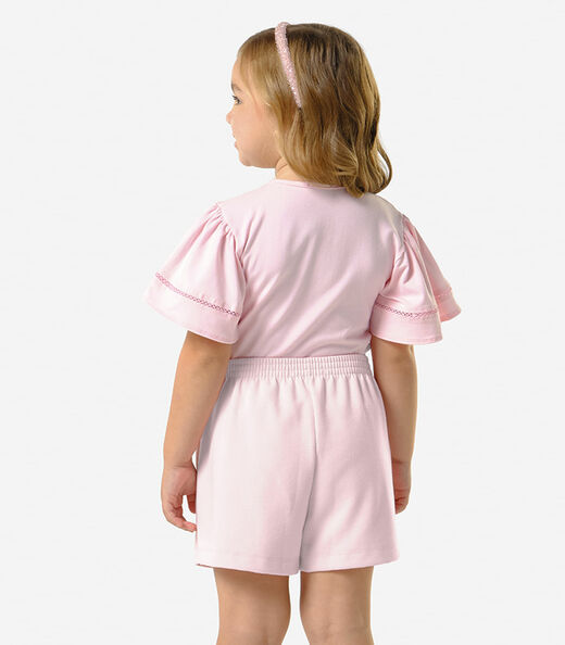 Shorts Saia Infantil Piquet Trick Nick Rosa