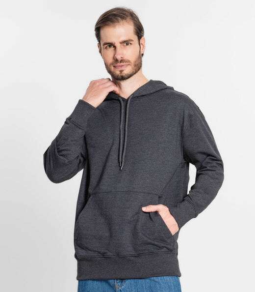 Blusão Básico Com Capuz Rovitex Mescla Preto