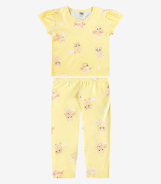 Pijama Blusa Com Calça Infantil Rovi Kids Amarelo