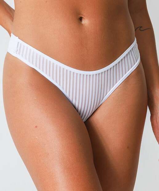 Calcinha Biquíni Listras Tule Marisa Branco