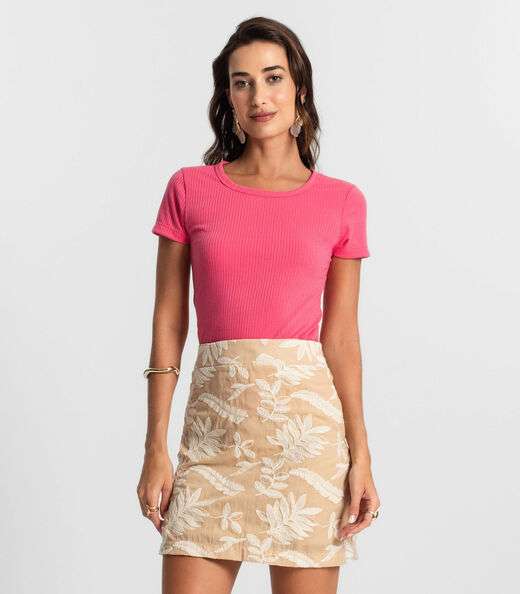 Image_Blusa Feminina Manga Curta Canelada KO Rosa