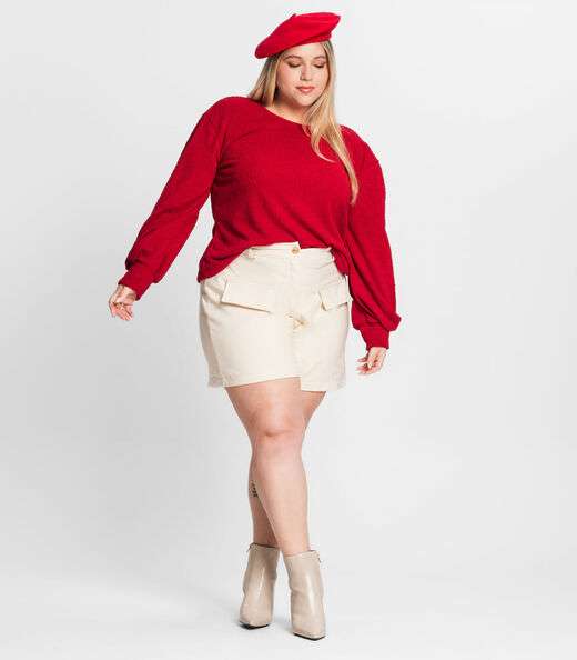 Blusão Tricot Pop Plus Size Secret Glam Vermelho