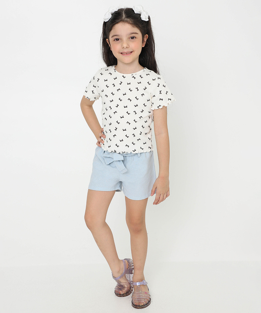 Blusa Infantil Canelada Laços Marisa Tam 4 a 10 Off White