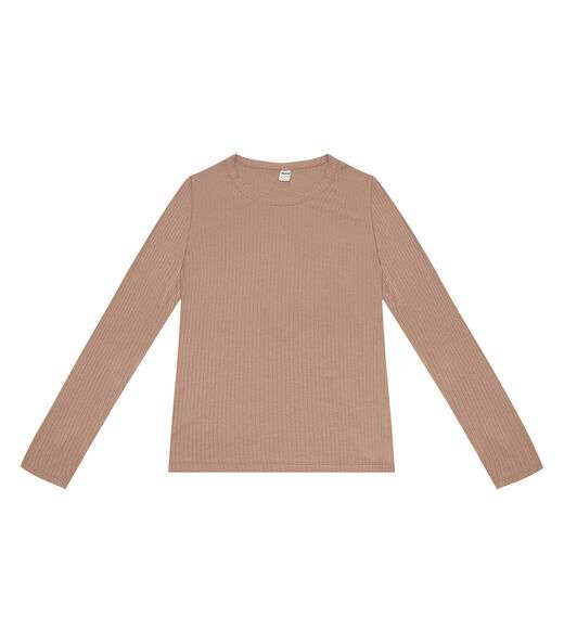 Image_Blusa Manga Longa Canelada Rovitex Marrom