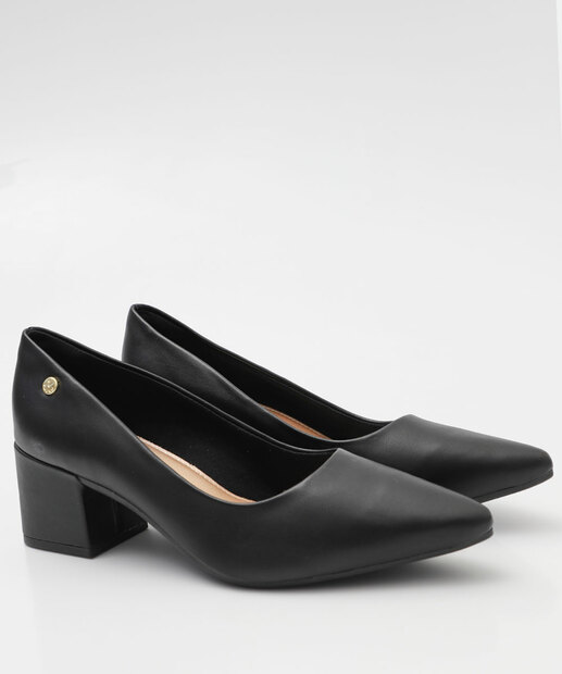 Scarpin Feminino Salto Grosso Via Uno 905011 Preto