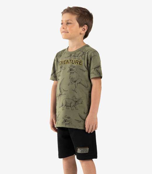 Conjunto Infantil Camiseta Com Bermuda Rovi kids Verde