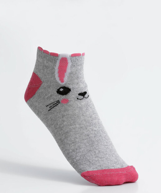 Kit 5 Pares Meias Soquete Feminina Estampadas Marisa
