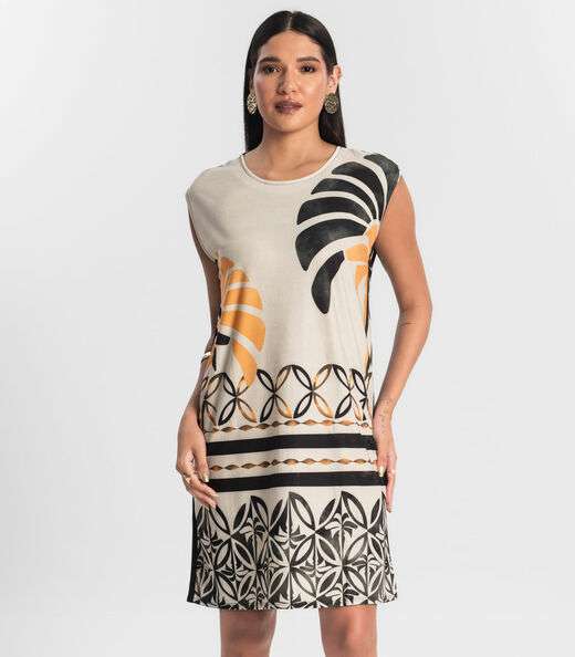 Vestido Feminino Curto Estampado Preto