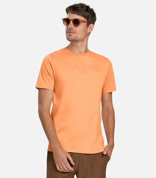 Camiseta Masculina Meia Malha Diametro Laranja
