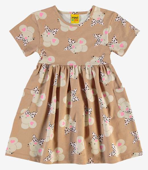 Vestido em Meia Malha Rovi Kids Marrom