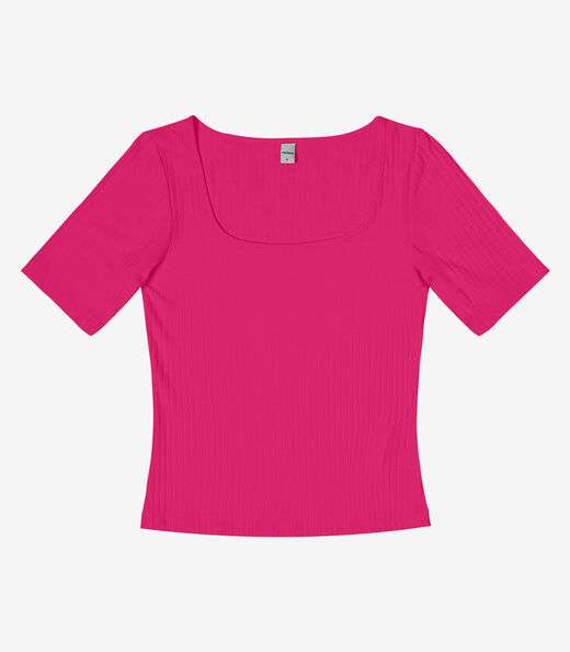 Blusa em Ribana Canelada Rovitex Rosa