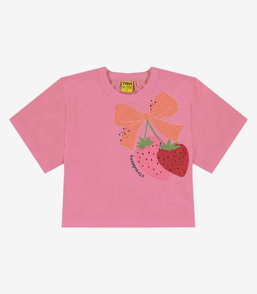 Blusa Infantil Manga Curta Rovi Kids Rosa