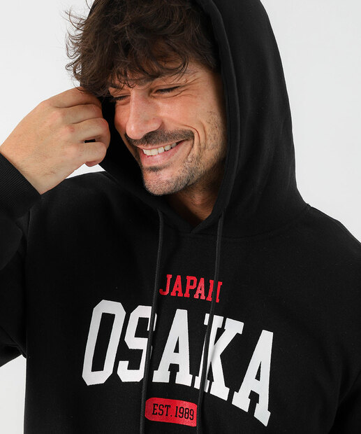 Blusão Masculino Moletom Estampado Marisa Preto