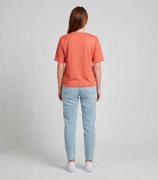 Blusa Feminina 100% Poliéster Básica Infinita Cor Laranja