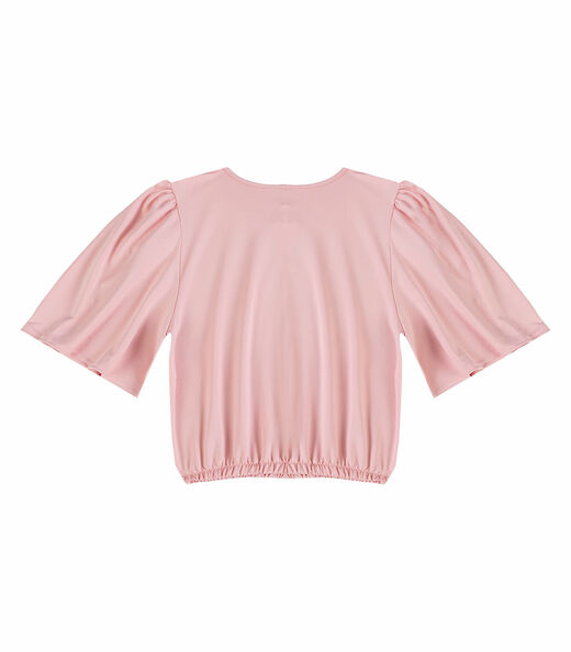 Blusa Feminina Com Franzido Na Manga Infinita Cor Rosa