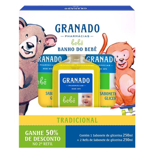 Image_Kit Granado Banho Bebê Tradicional Sabonete Líquido e 2 Refis