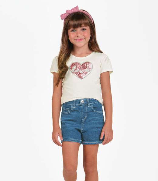 Image_Conjunto Feminino Infantil Blusa com Shorts Trick Bege