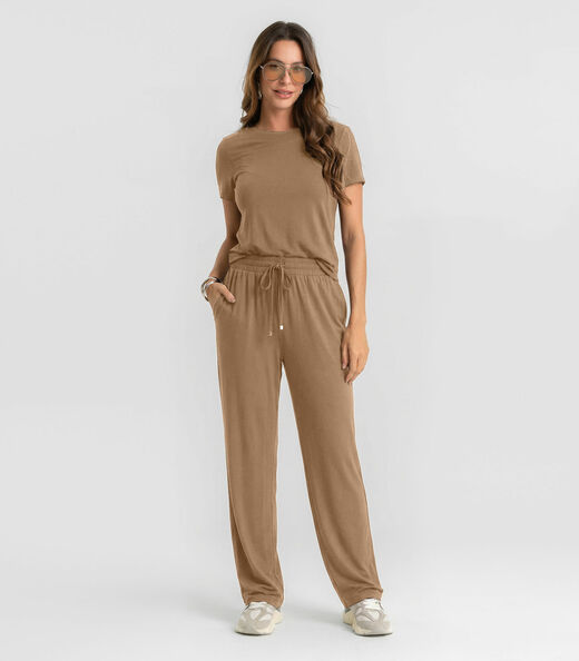 Conjunto Feminino Blusa E Calça Dianna Marrom