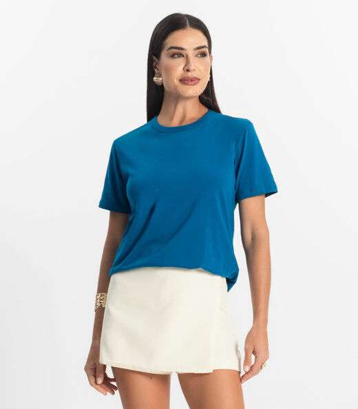 Image_Blusa Básica Feminina Meia Malha Rovitex Azul