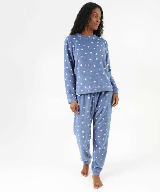 Image_Pijama Feminino Plush Estampa Poá Manga Longa Marisa