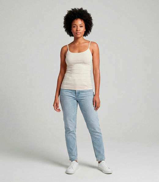 Blusa Feminina De Alça Poliamida Style Box Bege