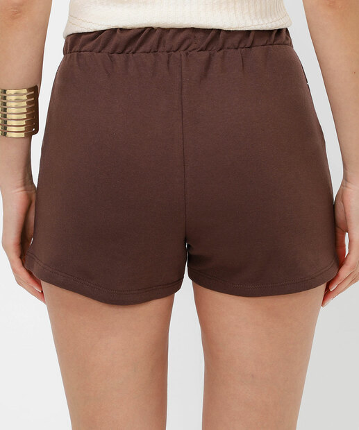Short Feminino Moletinho Amarração Marisa Marrom