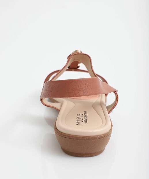 Sandália Feminina Rasteira Pedras Modare Caramelo