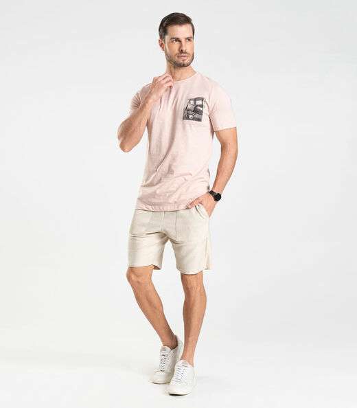 Bermuda Masculina Moletinho Gorgurinho Diametro Bege