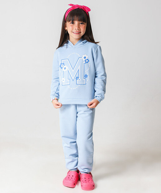 Blusão Infantil Moletom Capuz Marisa Tam 4 a 10 Azul