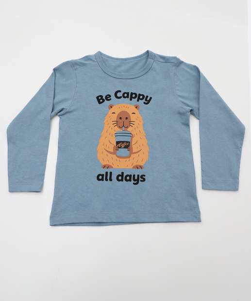 Image_Camiseta Infantil Manga Longa Capivara Marisa Tam 1 a 3 Azul