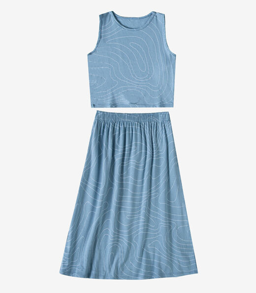 Conjunto Infantil Menina Saia e Regata Select Azul