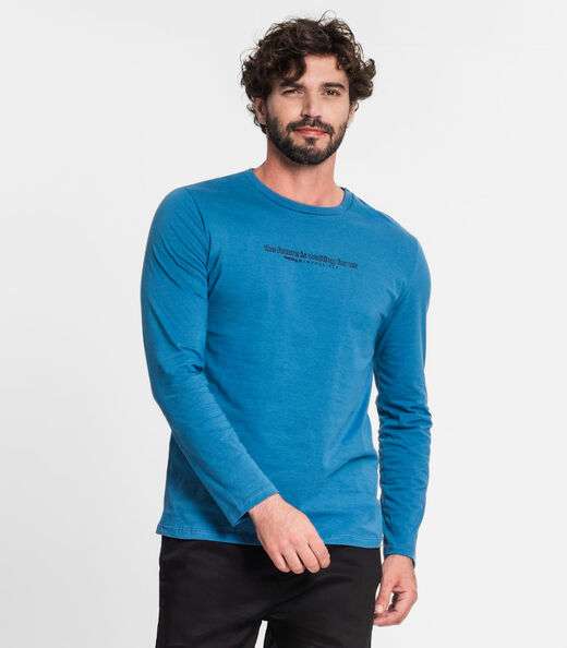 Camiseta Masculina Manga Longa Diametro Azul