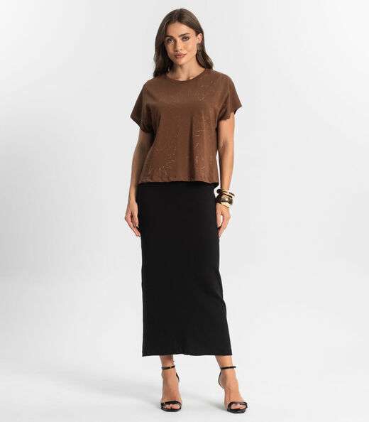 Blusa Feminina Manga Curta Endless Marrom