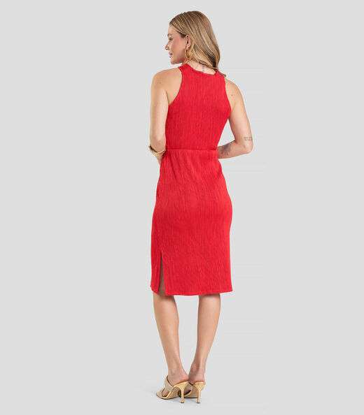 Vestido Curto Feminino Texturizado Fluído Dianna Vermelho