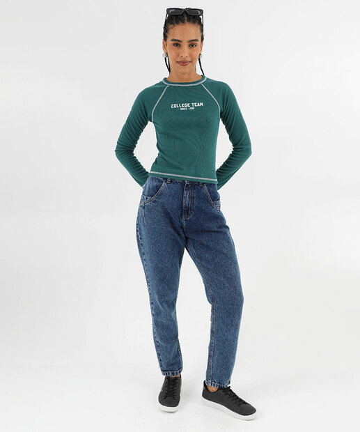 Blusa Feminina Canelada Manga Longa Marisa Verde