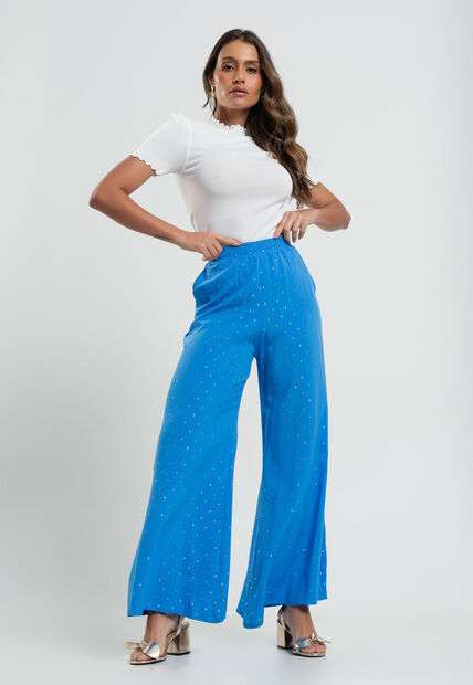 Image_Calça Pantalona Viscose Com Lurex Azul Salvatore Fashion