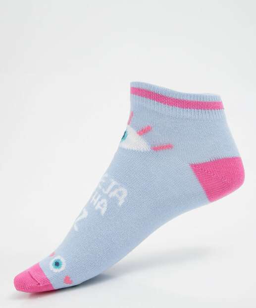 Kit 3 Pares Meias Soquete Feminina Estampa Olho Grego